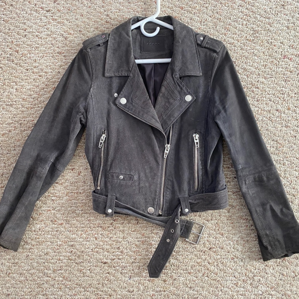 Blank NYC Black Suede Moto Jacket with Belt